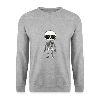 Skelett Comic Halloween - Unisex Pullover - Weißgrau meliert - Vorne - Alina (178cm) & Michal (187cm)