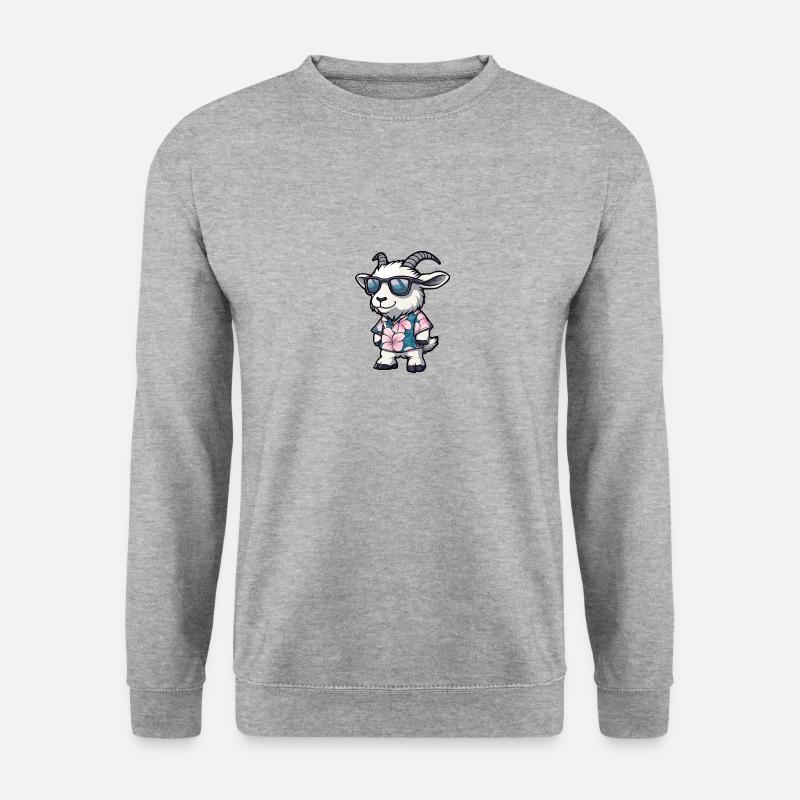 Bergziege Comic Urlaub - Unisex Pullover - Weißgrau meliert