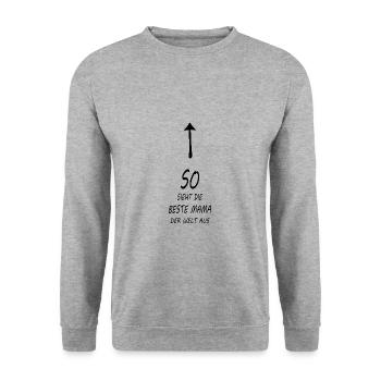 So sieht die beste Mama der Welt aus - Unisex Pullover - Weißgrau meliert - Vorne - Alina (178cm) & Michal (187cm)