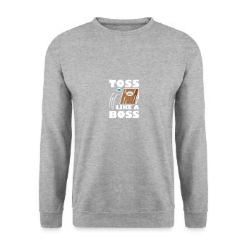 Cornhole Toss Bean Spiel Geschenk - Unisex Pullover - Weißgrau meliert - Vorne - Alina (178cm) & Michal (187cm)