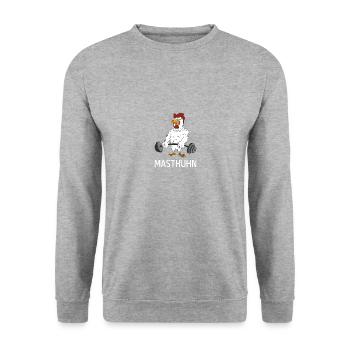 Masthuhn Für Wachstum Bodybuilding Geschenk - Unisex Pullover - Weißgrau meliert - Vorne - Alina (178cm) & Michal (187cm)