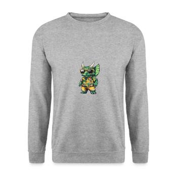 Dinosaur triceratops Comic Holiday - Unisex Sweatshirt - salt & pepper - Front - Alina (178cm) & Michal (187cm)