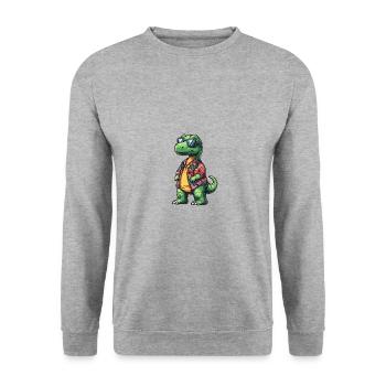 Dinosaur Brontosaurus Comic Vacation - Unisex Sweatshirt - salt & pepper - Front - Alina (178cm) & Michal (187cm)