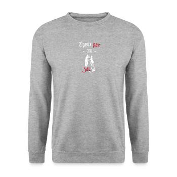 J’peux pas j'ai salsa - Sweat-shirt Unisexe - gris chiné - Devant - Alina (178cm) & Michal (187cm)