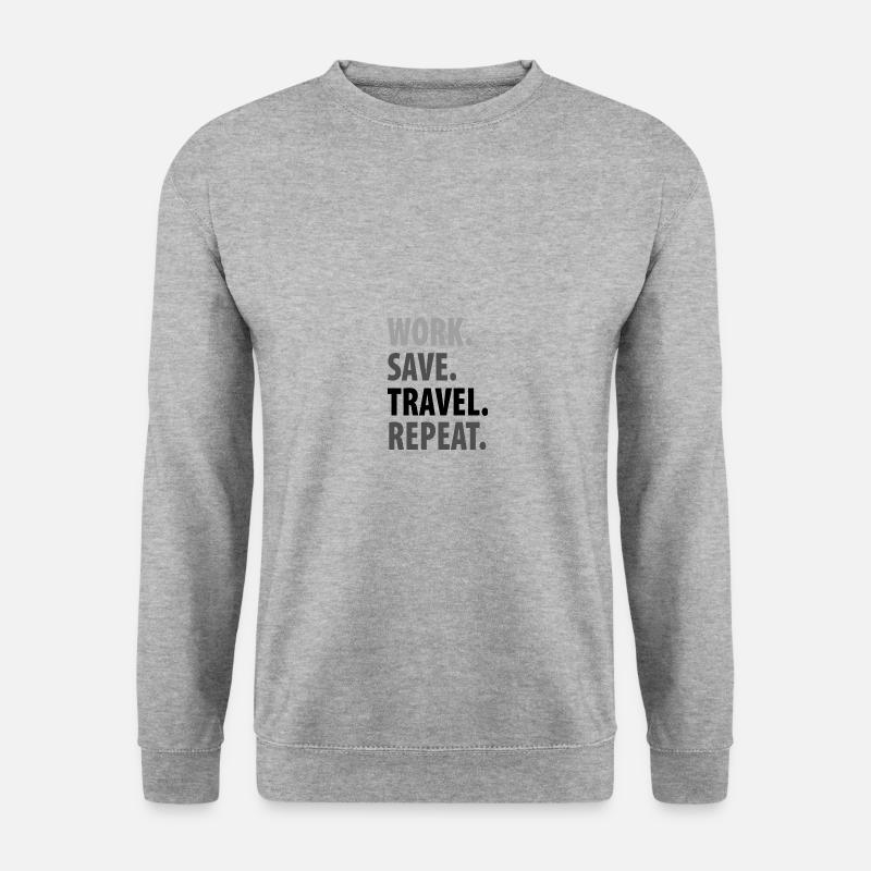 work save travel repeat - Unisex Pullover - Weißgrau meliert