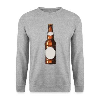 Beer Bottle Beer Drinking Symbol - Unisex Sweatshirt - salt & pepper - Front - Alina (178cm) & Michal (187cm)