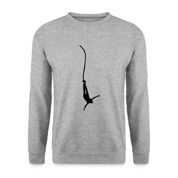 bungee jumper silhouette - Unisex Pullover - Weißgrau meliert - Vorne - Alina (178cm) & Michal (187cm)