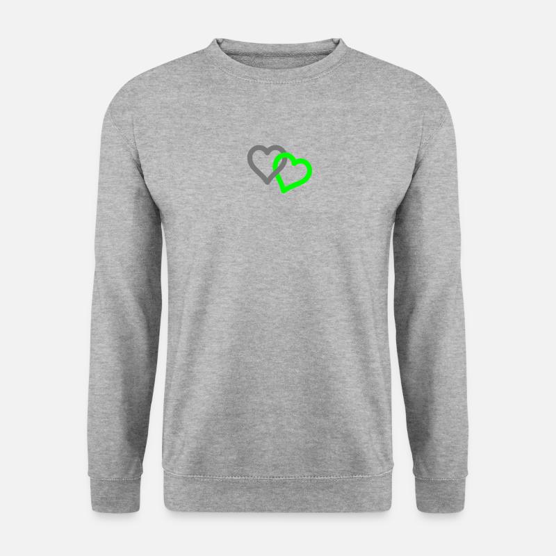 Herz Ringe Partnerschaft Liebe Ehe 2 Zwei Herzen - Unisex Pullover - Weißgrau meliert