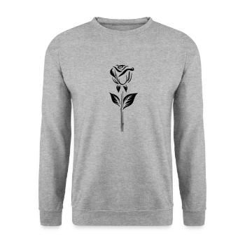 Einfaches Rosen-Logo-Design - Unisex Pullover - Weißgrau meliert - Vorne - Alina (178cm) & Michal (187cm)