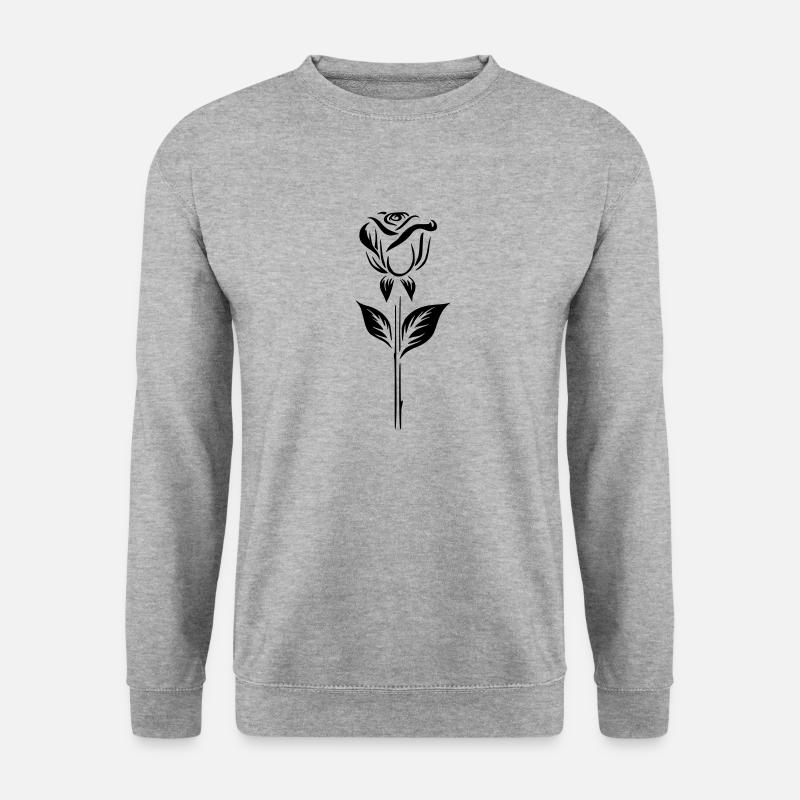 Einfaches Rosen-Logo-Design - Unisex Pullover - Weißgrau meliert