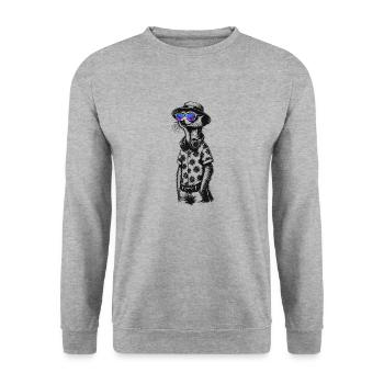 Suricate hipster avec lunettes de soleil et écouteurs - Sweat-shirt Unisexe - gris chiné - Devant - Alina (178cm) & Michal (187cm)