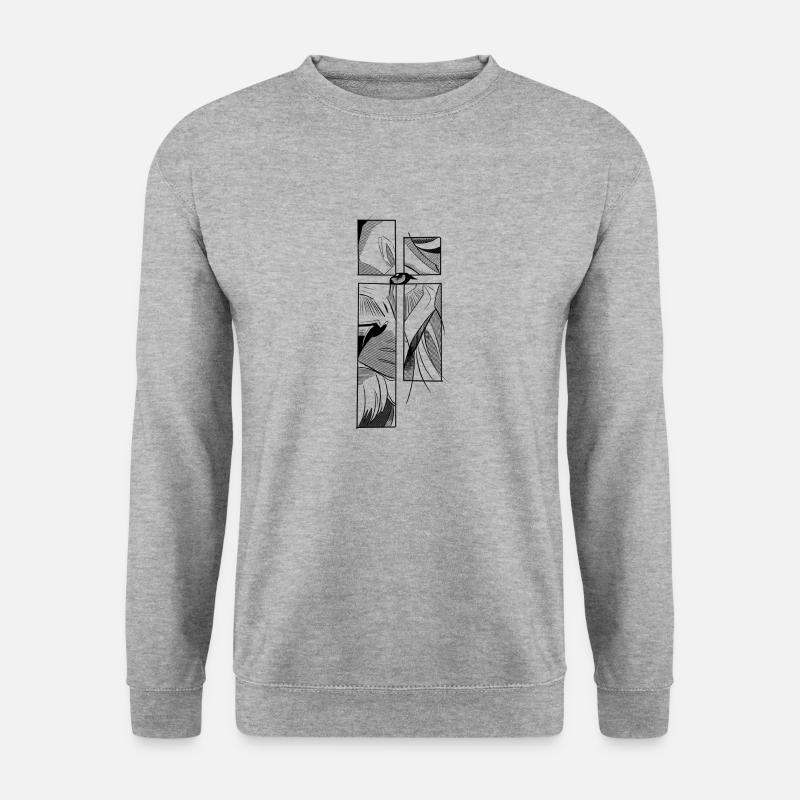 Geometrischer Löwe - Unisex Pullover - Weißgrau meliert