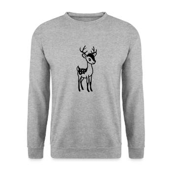Hirsch - Unisex Pullover - Weißgrau meliert - Vorne - Alina (178cm) & Michal (187cm)