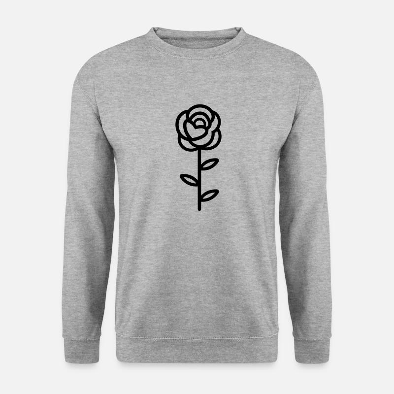 Rosa Blume - Unisex Pullover - Weißgrau meliert