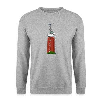 Leuchtturm Helgoland - Unisex Pullover - Weißgrau meliert - Vorne - Alina (178cm) & Michal (187cm)