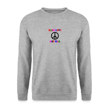 Make love not war - Sweat-shirt Unisexe - gris chiné - Devant - Alina (178cm) & Michal (187cm)