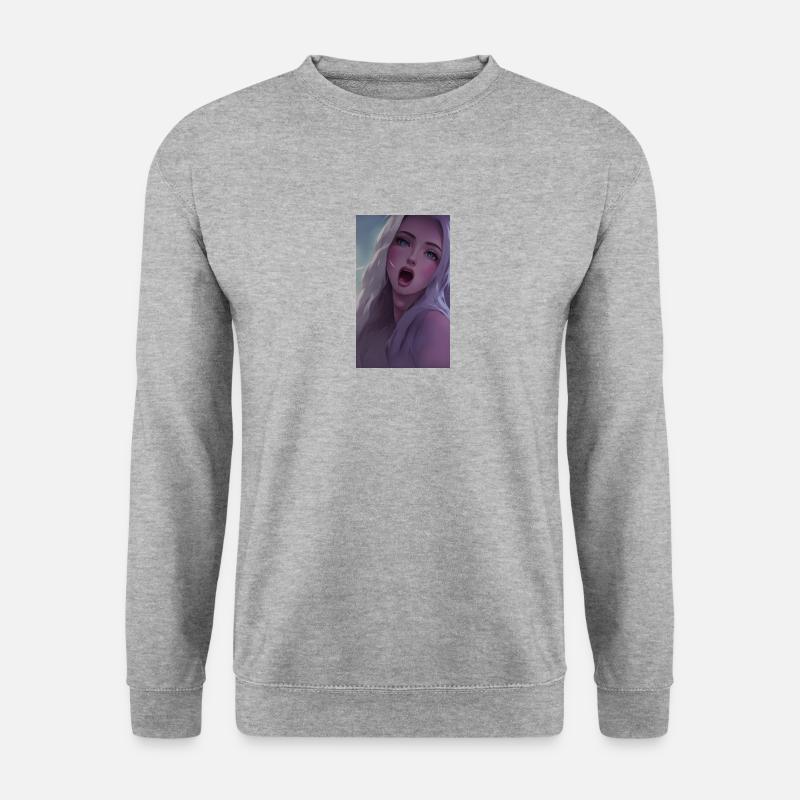 anime gesicht frau - Unisex Pullover - Weißgrau meliert