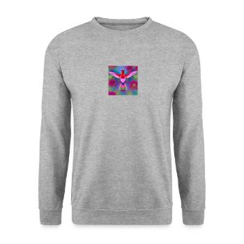 Kolibri 02 - Unisex Pullover - Weißgrau meliert - Vorne - Alina (178cm) & Michal (187cm)