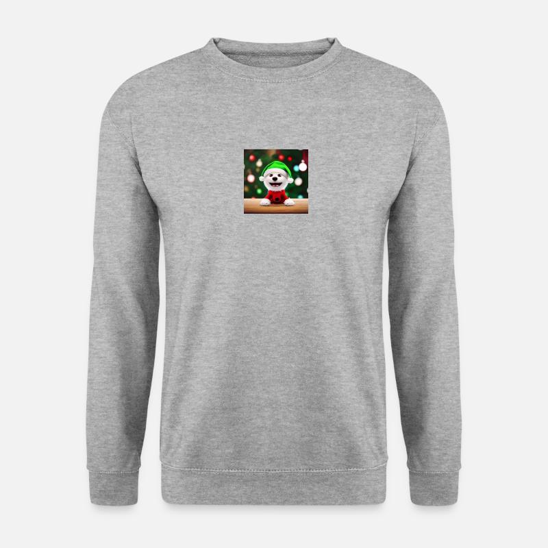 Süßer Hund im Weihnachtsfeeling - Unisex Pullover - Weißgrau meliert