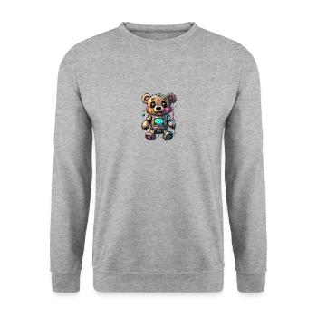 Ours robot - Sweat-shirt Unisexe - gris chiné - Devant - Alina (178cm) & Michal (187cm)