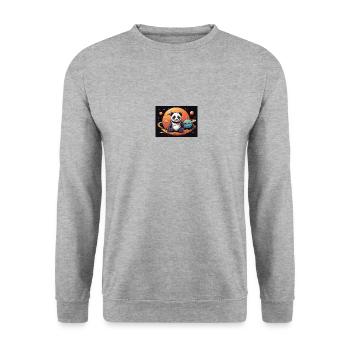 Panda im Weltraum - Unisex Pullover - Weißgrau meliert - Vorne - Alina (178cm) & Michal (187cm)