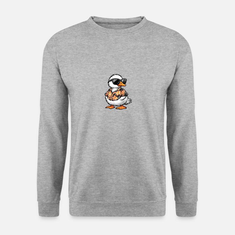 Gans Comic Urlaub - Unisex Pullover - Weißgrau meliert