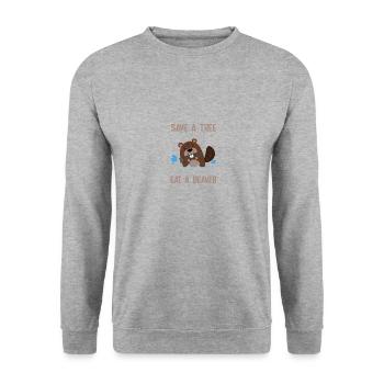 Bieber Rodent Funny Saying - Unisex Sweatshirt - salt & pepper - Front - Alina (178cm) & Michal (187cm)