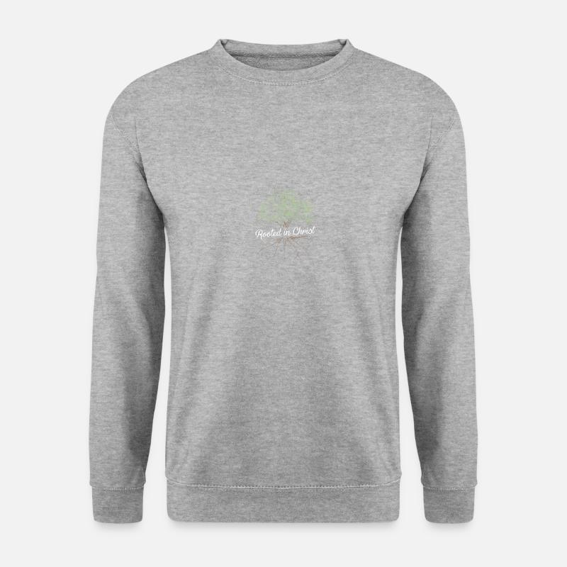 Rooted in Christ - Unisex Pullover - Weißgrau meliert