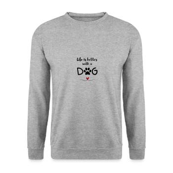 Life is better with a Dog – Saying, Heart and Paw - Unisex Sweatshirt - salt & pepper - Front - Alina (178cm) & Michal (187cm)
