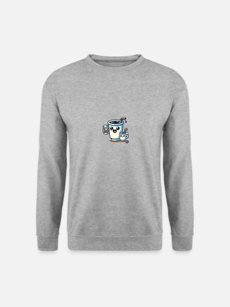 Lustige Kaffeetasse - Unisex Pullover - Weißgrau meliert