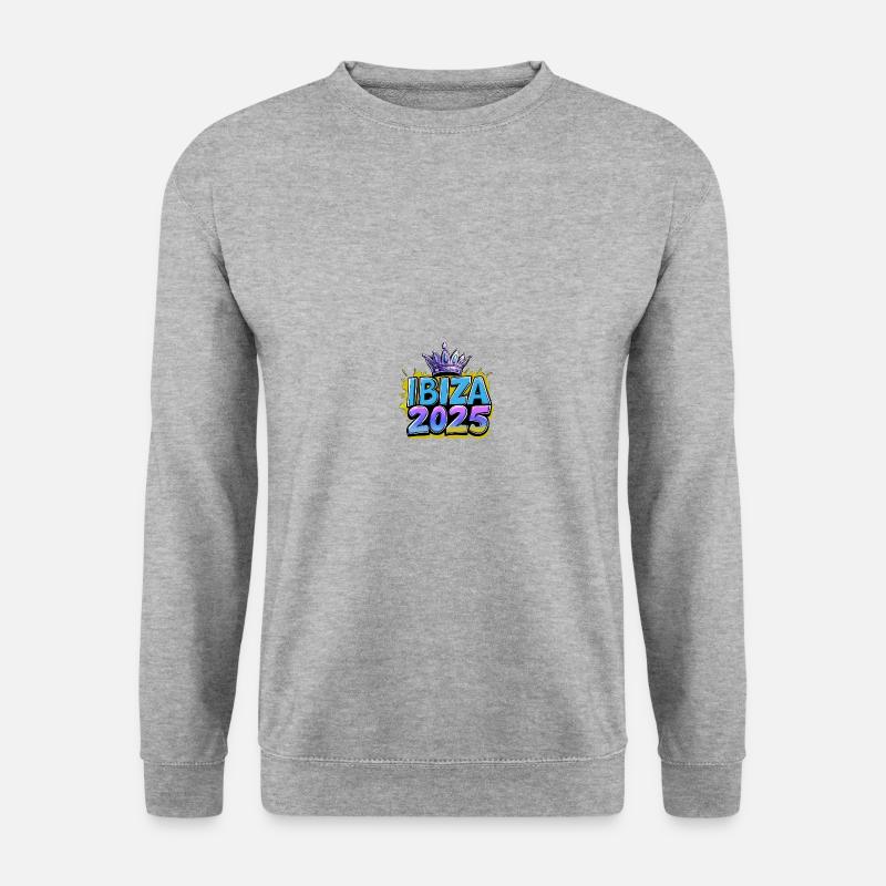 Ibiza 2025 Krone - Unisex Pullover - Weißgrau meliert