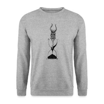 Hourglass Skull Rock Metal - Unisex Sweatshirt - salt & pepper - Front - Alina (178cm) & Michal (187cm)
