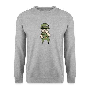 La guerre est un soldat de l’enfer dessin animé - Sweat-shirt Unisexe - gris chiné - Devant - Alina (178cm) & Michal (187cm)