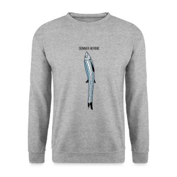 Dünner Hering (b) - Unisex Pullover - Weißgrau meliert - Vorne - Alina (178cm) & Michal (187cm)