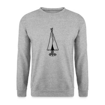 Outdoor Camping Campfire Tent - Unisex Sweatshirt - salt & pepper - Front - Alina (178cm) & Michal (187cm)