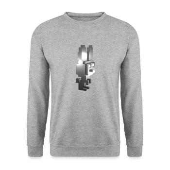 Gymnastic Mascot: White Bunny Gym Fitness Jogging - Unisex Sweatshirt - salt & pepper - Front - Alina (178cm) & Michal (187cm)