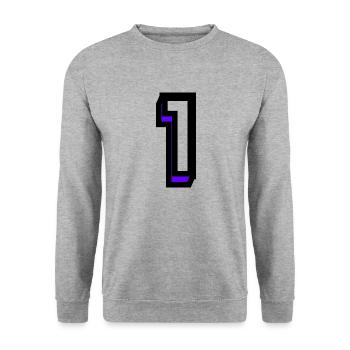 1. 1 JAHR. 1. JUBILÄUM. GEBURTSTAG 1 JAHR - Unisex Pullover - Weißgrau meliert - Vorne - Alina (178cm) & Michal (187cm)
