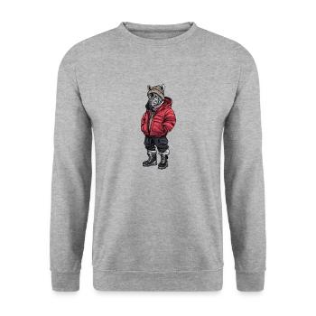 Mode d’hiver zébrée - Sweat-shirt Unisexe - gris chiné - Devant - Alina (178cm) & Michal (187cm)