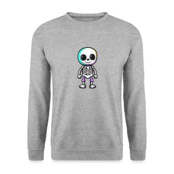 Skelett Halloween Baby - Unisex Pullover - Weißgrau meliert - Vorne - Alina (178cm) & Michal (187cm)