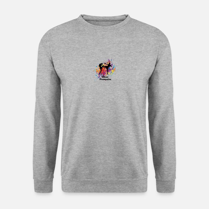 Französisch Boxen - Unisex Pullover - Weißgrau meliert