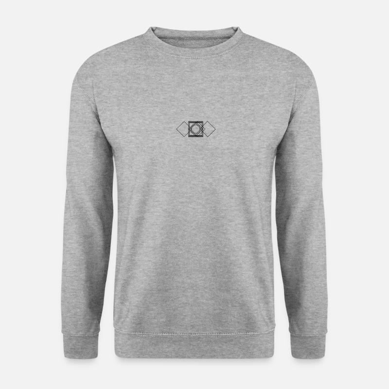 Experimentelles Rechteck - Unisex Pullover - Weißgrau meliert