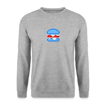 Pixelart Burger - Sweat-shirt Unisexe - gris chiné - Devant - Alina (178cm) & Michal (187cm)
