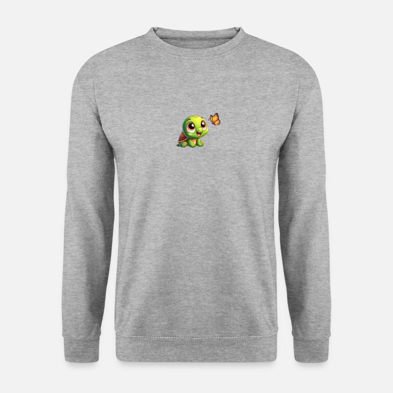 Karikatur Schildkröte 1 - Unisex Pullover - Weißgrau meliert