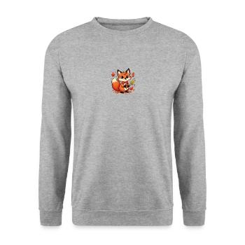 Fox Cartoon 2 - Unisex Sweatshirt - salt & pepper - Front - Alina (178cm) & Michal (187cm)