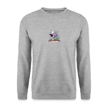 Poisson Squelette Cartoon 2 - Sweat-shirt Unisexe - gris chiné - Devant - Alina (178cm) & Michal (187cm)