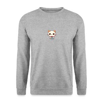 Cartoon Cat 4 - Unisex Sweatshirt - salt & pepper - Front - Alina (178cm) & Michal (187cm)