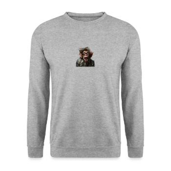 crazy professor monkey - Unisex Pullover - Weißgrau meliert - Vorne - Alina (178cm) & Michal (187cm)