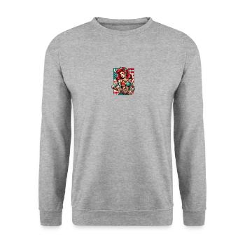 Roxy timbre pinup - Sweat-shirt Unisexe - gris chiné - Devant - Alina (178cm) & Michal (187cm)