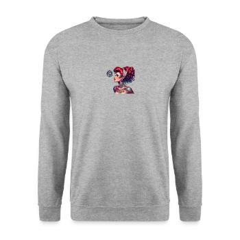 Roxy la Pinup - Sweat-shirt Unisexe - gris chiné - Devant - Alina (178cm) & Michal (187cm)