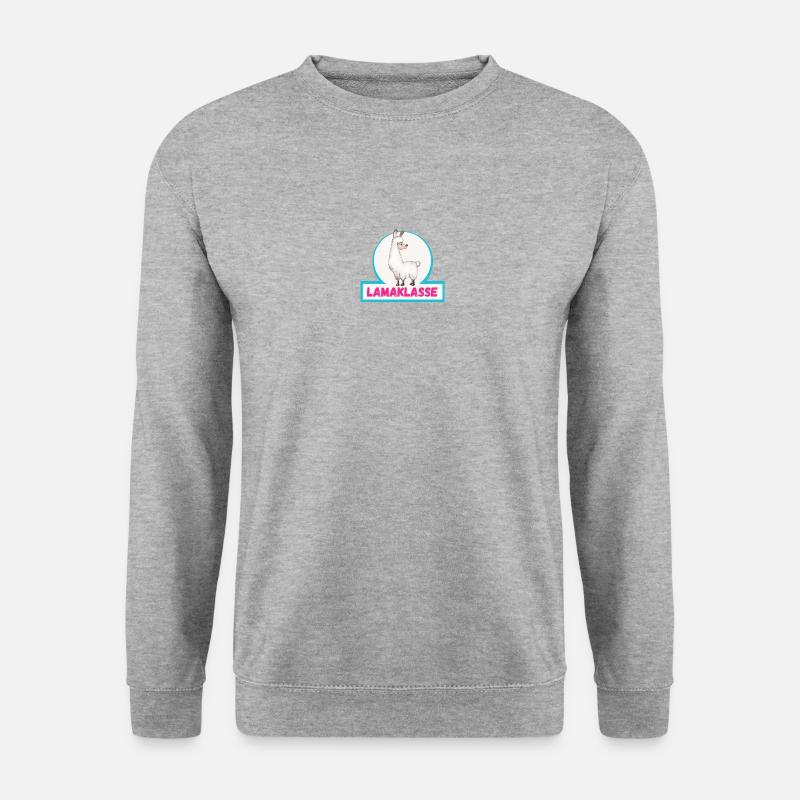 Lamaklasse Klassentier Lama - Unisex Pullover - Weißgrau meliert